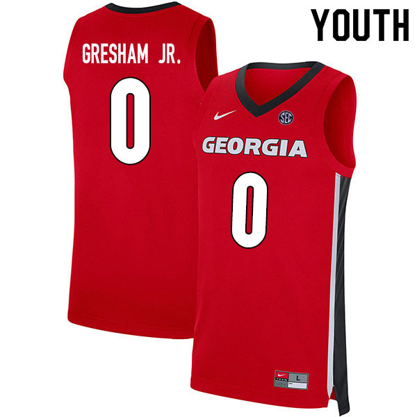 2020 Youth #0 Donnell Gresham Jr. Georgia Bulldogs College Basketball Jerseys Sale-Red